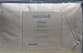 Rn100350 Nestwell New Twin White Duck Down Comforter Light Warmth Cotton Cover Filled Usa