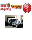 New Flocked Comforter 8 Piece Set Black White Queen 807467129394