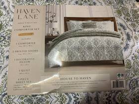 New Haven 445019357388 Lane Adele 9-piece Comforter Set - Green/blue King- Free Magic Bag