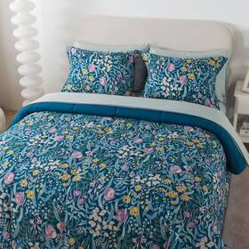 Ms8502263422-03 New Sega Home Textiles Nantong Mainstays 7-piece Reversible Bed In A Bag Comforter Set With Sheets Blue Floral