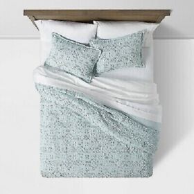 New Twin Extra Long Clipped Chenille Comforter And Sham Set Light Aqua Thresho