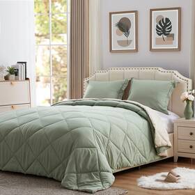 Nexhome 746939814294 Queen Comforter Set - Sage Green Size Bedding Soft Reve