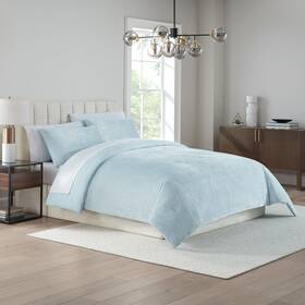 Nine West 081806800759 Maya 3 Piece Embossed Velvet Comforter Set Luxurious All Season Bedding Incl