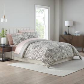 26826601024 Nine West Layla 7 Piece Leopard Printed Texture Bedding Set Luxurious All Season Beddi