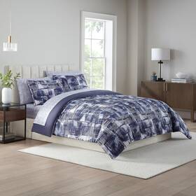 26826601025 Nine West Layla 5 Piece Geo Printed Texture Bedding Set All Season Includes Co