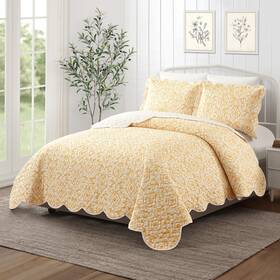 99p34824syl2103 No Yellow Damask 3-piece Quilt Set Full/queen