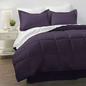 Noble Linens 980110551824 8-piece Purple Bed In A Bag Microfiber Bedding Set Queen