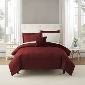 26826601113 Nobrand 7 Piece Red Texture Bed In A Bag Comforter Set With Sheets Twin-xl