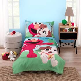 4694416p Nojo Baby & Kids Inc. Sesame Street Furry Friends Blue Green And Red Elmo Puppy 4 Piece Toddler B