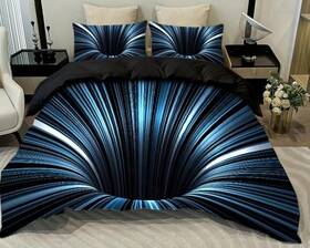 Ntbed 313053442469 3d Abstract Geometric Comforter Set Line Printed Microfiber Bedding Twin Blue