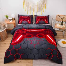 89049 Ntbed Game Console Comforter Set For Boys Girls Kids Geometric Lightweight Microfib