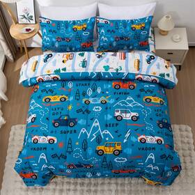 B0dz226yxg Ntbed 5 Pieces Racing Cars Comforter Set Twin For Boys Kids Bed In A Bag Vehicle