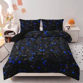 B0d9rywtfr Nttopship Geometric Blue Black Comforter Settriangle Honeycomb 3 Pcs Bedding