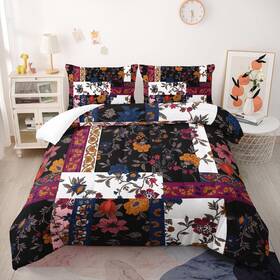 B0f1f5tgc1 Nttopship Boho Floral Comforter Set King Size Checkered Flower Bedding Sets 3pcs