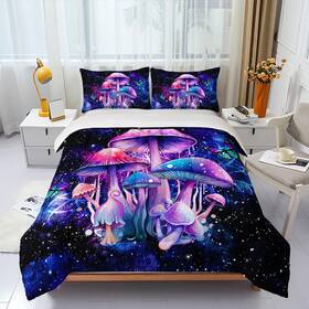 Ekbttac027-231108-queen Nttopship Fantasy Mushrooms Comforter Set Queengalaxy 3 Pieces Bedding For Tee