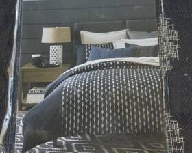 Oake Sutton 608356637668 Duvet-comforter Cover Twin Deep Charcoal-white Embroidery 330 New