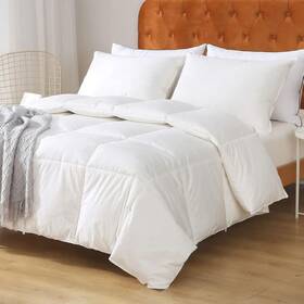 Oaken-cat 645312333523 Feathers Down Comforter King - Organic Cotton Quilted Medium Warm All Seasons