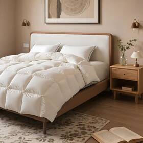 Rss-63gdf-wq Oaswet White Goose Feather Down Fiber Comforter Queen Quilted Duvet 90x90 Inches