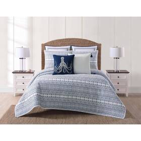 84278350 Oceanfront Resort 3pc Full/queen Reef Quilt Set Blue/white -