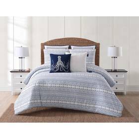 Cs2358kg-1500 Oceanfront Resort Reef 3-piece Blue King Comforter Set