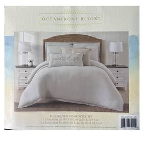 Cs2364plfq-1500 Oceanfront Resort Full/queen 3pc Comforter Set Ivory White New