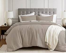 Oeko-tex 046515350933 Waffle Textured 3 Piece Queen Comforter Set In Brown