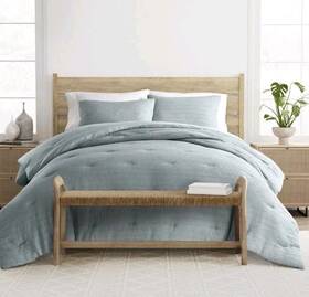Oeko Tex 196901119733 Waffle Textured 2 Piece All Season Down-alternative Twin Comforter Set Blue
