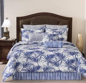 Overstock 488800282093 Martinique Royal Blue Color Tropical Leaves Comforter Mini Set - King