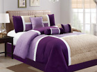 P-20167-beigepurple-q Luxlen Piece Luxury Bed In Bag Comforter Set 634030219530