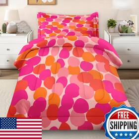 B0cwngx18b Pamnest Comforter Set Twin Size Pink Orange Colorful Soft 2 Pcs Bedding For