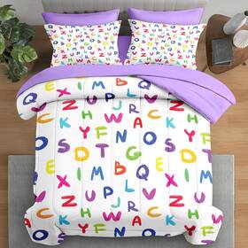 Lqq0823369-mb7s-qa5 Pamnest Comforter Set Queen Size Alphabet 7 Pcs Bedding For And Adults Multicolored