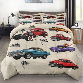 Sss1051626-mb-tc Pamnest Comforter Set Size Car Colorful Vintage Soft 2 Pcs Twin Retro Truck