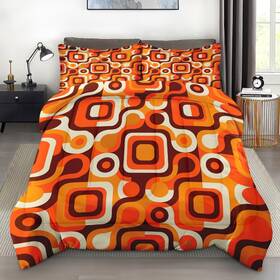 Pamnest Sss1085647-mb-qa Retro Orange Comforter Set Queen Soft Bedding With 2 Pillowcases For All Ages