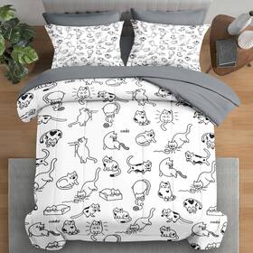 Zt2407195012-mb7s-qa3 Pamnest Comforter Set Queen Size Funny Cat 7 Pcs Bedding For Kids And Adults Cute A
