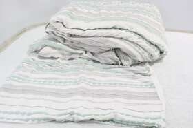 Pan Overseas 193675015636 See Notes Better Trends 100 Cotton Bed Comforter Collection Diana Stripe Aqua Q