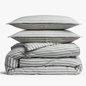 Parachute 810172543065 Relaxed Linen Stripe Duvet Cover And Sham Set - Size King / Cali Cove