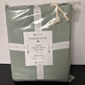 821296 Parachute King/california King Casual Organic Cotton Duvet Cover And 2 Sham Set Jade Nwt