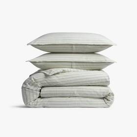 94205903 Parachute King/california King Relaxed Linen Stripe Duvet Cover And Sham Set Jade &