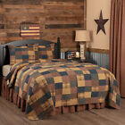 51739 Patriotic Patch Primitive Queen Quilt Set Red Patchwork Vhc Brands