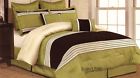 Beige7 Pcs Queen Brown Luxury Comforter Green Set