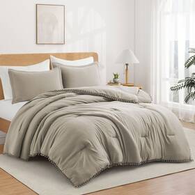 Peace Nest 717203145581 All Season Ball Pom Design Comforter Set With Pillowcases