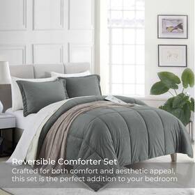Peace Nest 738060485290 3pc Reversible Sherpa Down Alternative Comforter Set With