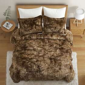 Peace Nest 738065145854 3pcs Reversible Sherpa Down Alternative Filled Comforter Set