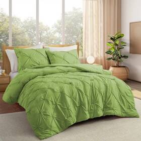 92151944 Peace Nest Comforter Set Pinch Pleat All Season Olive Green Full/queen