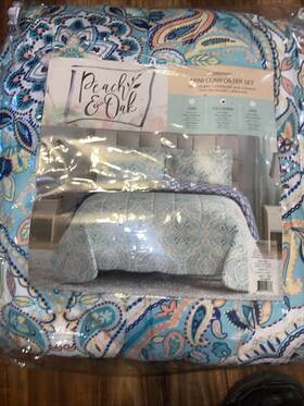 Peach And Oak 665721113776 3-piece Fine Printed 90 Inch X Comforter Set Full/queen Size Bed