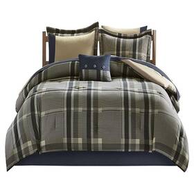 Pr-4753-2515670 Pemberly Row 7-piece Microfiber Comforter With Sheet Set In Navy
