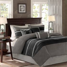 Pr-4753-2690384 Pemberly Row Modern / Contemporary 7 Piece Comforter Set In Black