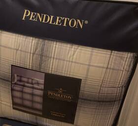Pendleton 008889186761 Porter Plaid Gray King Comforter Set