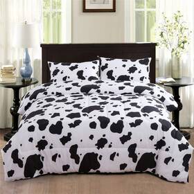 Perfemet 049500272685 Black White Cow Print Comforter Sets Animal Theme Full/queen And