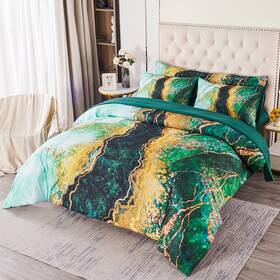 Rik108 Perfemet Green Marble Pattern Comforter Set Watercolor Tie Dye Quilt Sets Luxurious Re